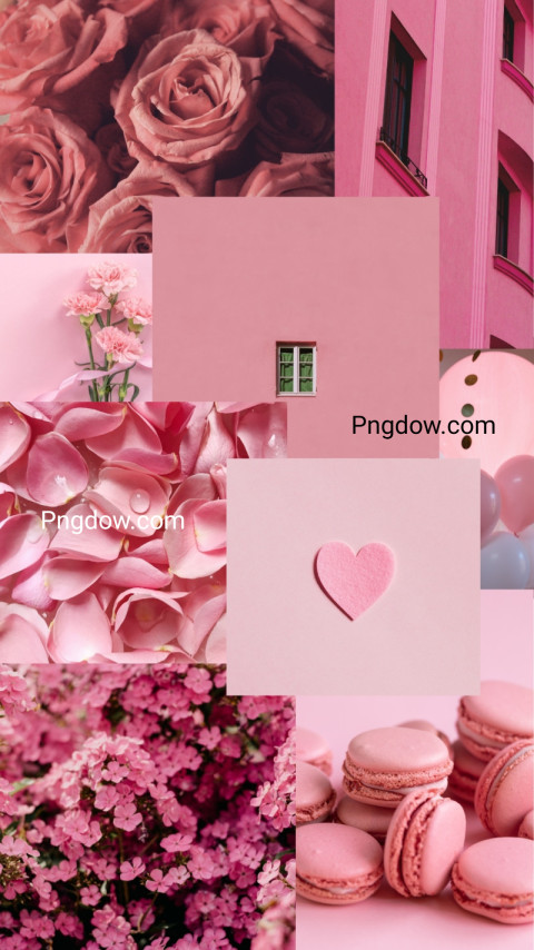 Pink Pastel Mood Photo Collage iPhone Home Screen Phone Wallpaper