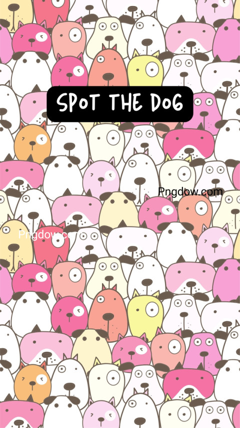 Pale Pink, White & Black Funny Dogs Pattern Cartoon Illustration Phone Wallpaper