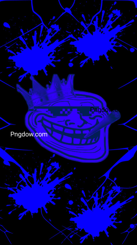 A blue troll face wearing a crown, perfect for troll face wallpaper
