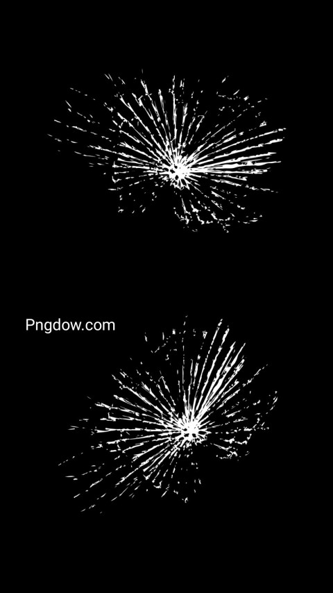 Two white fireworks burst against a black wallpaper