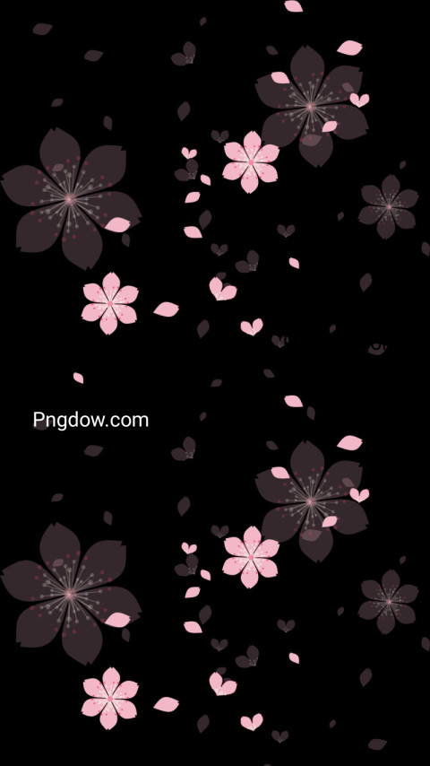 Pink flowers on black wallpaper