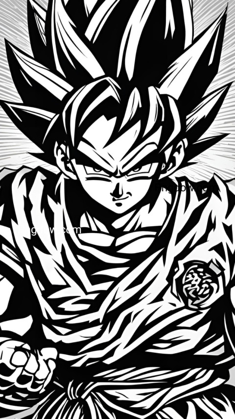 Black and white Dragon Ball Z wallpaper featuring Goku in his black form