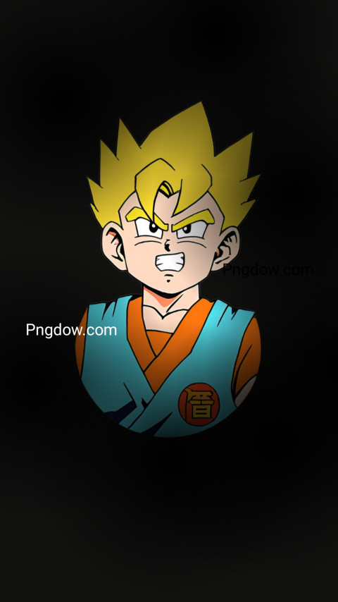 A wallpaper featuring Goku from Dragon Ball Z, with a black background for free