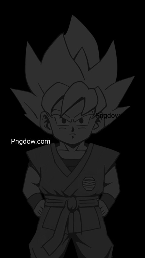 Goku in black and white, Dragon Ball Z character, against black wallpaper