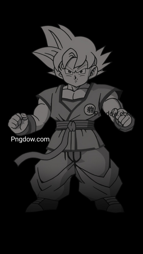 Goku in black outfit against dark background, wallpaper