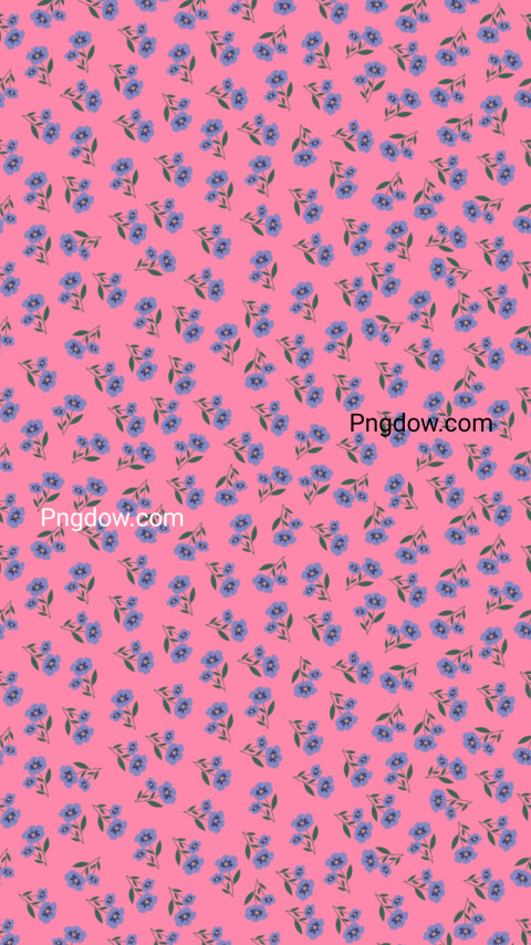 Pink preppy wallpaper with blue flowers