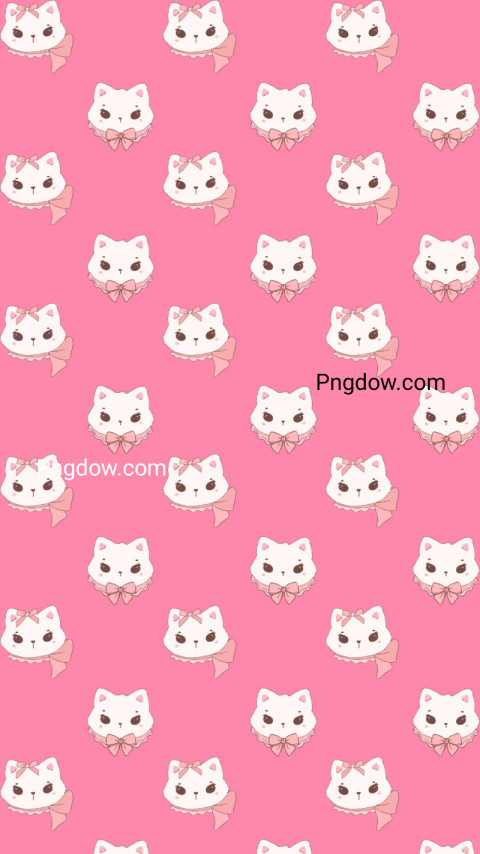 White cats pattern on pink preppy wallpaper for free