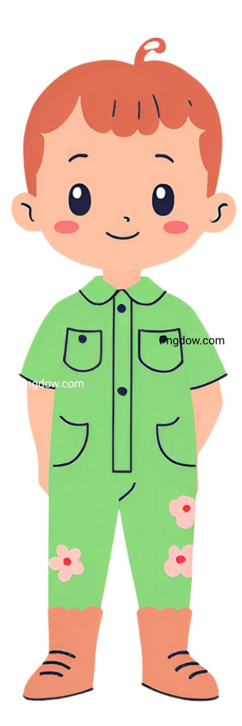 A cartoon boy in green overalls and boots, part of the Cocomelon series