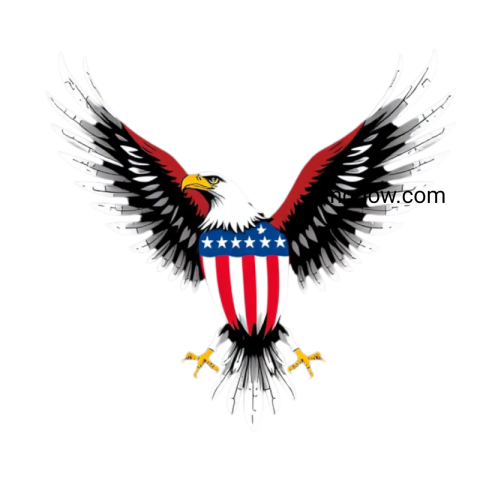 An eagle soaring with its wings adorned in the American flag, symbolizing freedom and patriotism