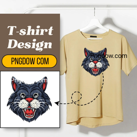 smiling cat illustration with t shirt design hand drawn
