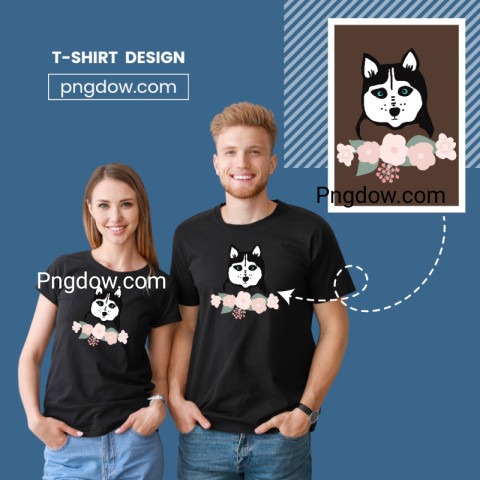 Cute Husky Dog Sticker T shirt Design