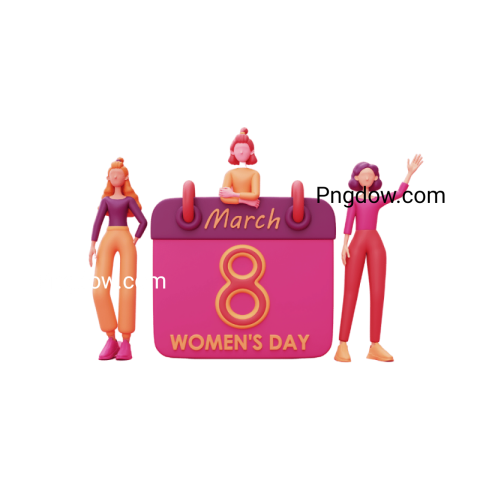 Stunning 3D International Women's Day PNG Image with Transparent Background for Versatile Use