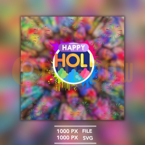 Colorful Illustrated Happy Holi Instagram Post template