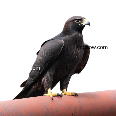 A Falcon PNG perched on a pipe