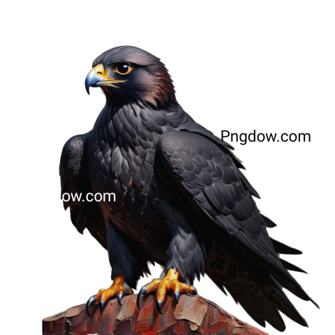 Falcon PNG perched on a rock