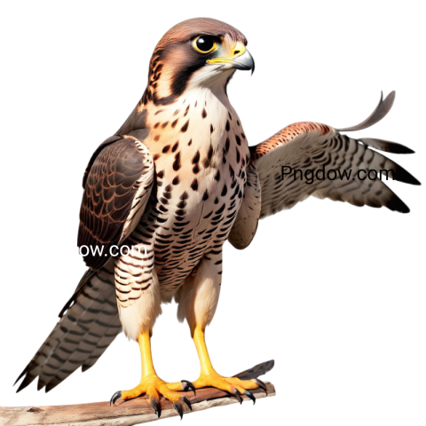 Hawk perched on branch, Falcon PNG