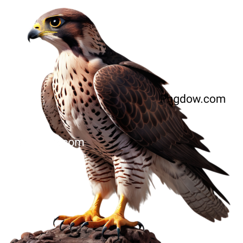 A majestic hawk perched on a rock in a Falcon PNG image