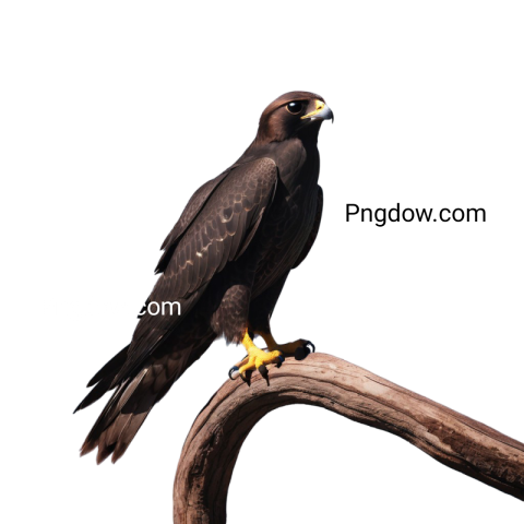 A majestic hawk perched on a branch  Falcon PNG free