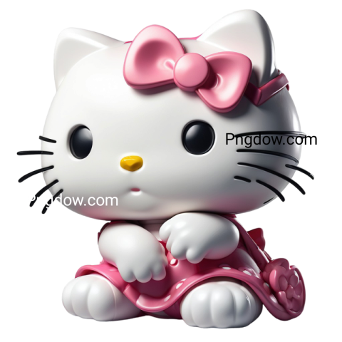 Hello Kitty figurine with pink bow, cute and iconic character in pink, white, and yellow colors