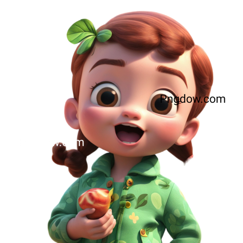 A cartoon girl holding an apple, cocomelon png
