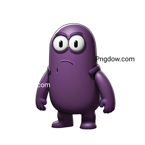Purple alien with big eyes and a sad expression, among us png