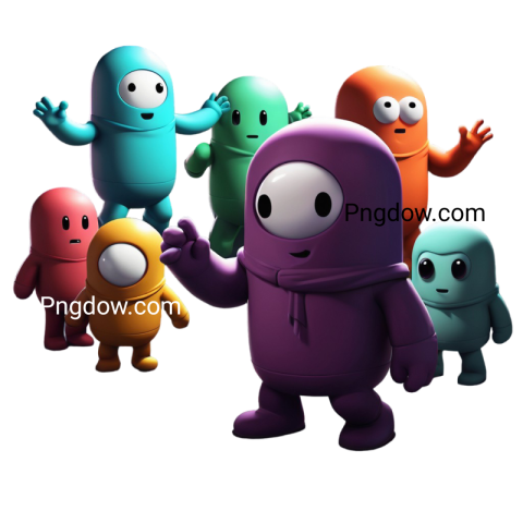 Colorful characters in front of black background, Among Us PNG