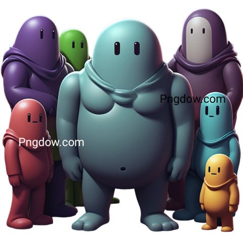 A group of colorful characters standing together, among us png