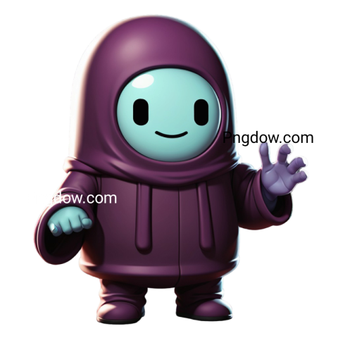 An Among Us PNG featuring a purple character with a raised hand