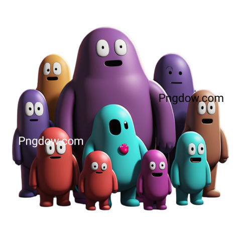 A group of colorful cartoon characters standing together, among us png free