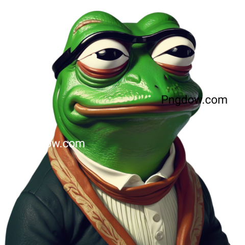 A frog with glasses and a tie, part of Pepe the Frog transparent PNGs collection