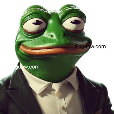 A frog in a suit and tie, standing upright