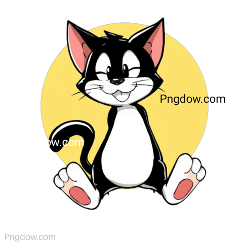 Cartoon cat Felix the Cat sitting against a solid transparent background, showcasing his playful expression and iconic design