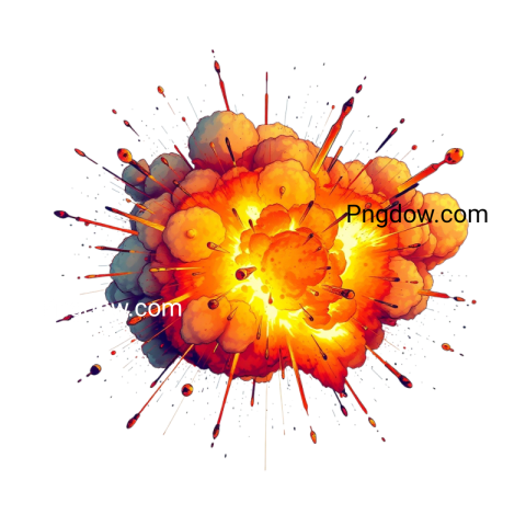 A vibrant explosion of colorful smoke and fire against a stark transparent background, showcasing dynamic movement and energy