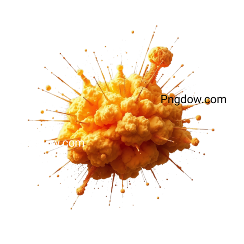 A vibrant orange explosion against a stark transparent background, showcasing dynamic energy and contrast in a PNG format