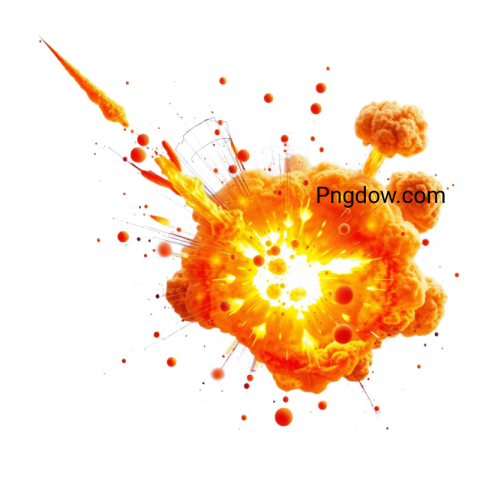 An orange explosion graphic on a transparent background, showcasing vibrant colors and dynamic shapes in a PNG format