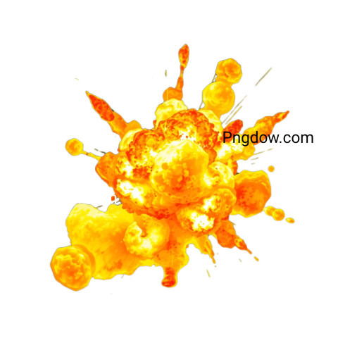 vibrant orange explosion against a stark black background, showcasing dynamic flames and intense energy in a PNG format