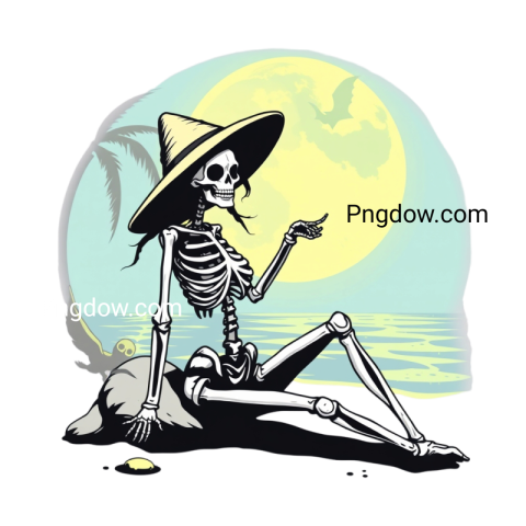 Halloween Skeleton Zombie Girl Beach PNG