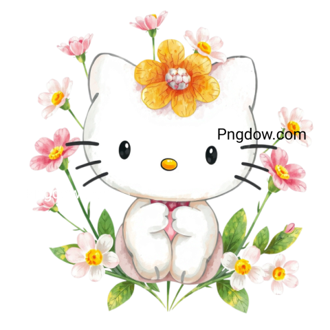 Hello Kitty with Flowers png