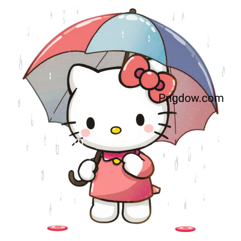 Hello Kitty with Umbrella in the Rain png