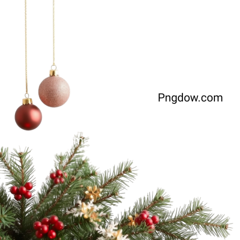 Christmas decorations with berries hanging from a branch, creating a festive and cheerful holiday atmosphere