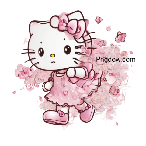 Colorful Hello Kitty wallpaper showcasing the beloved character, offered as a free PNG for personal use and enjoyment