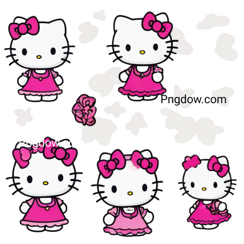 A collection of cute Hello Kitty stickers, featuring various designs, perfect for digital downloads and personal use