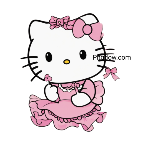 A cute Hello Kitty figurine dressed in pink, showcasing her signature bow and cheerful expression