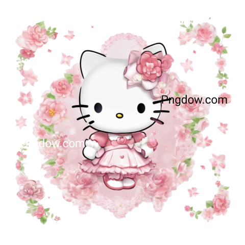 Adorable Hello Kitty wallpaper showcasing a playful design, ideal for those looking to download a cute PNG