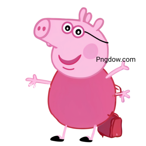 A colorful PNG image of the Peppa Pig family, featuring Peppa, George, Mummy Pig, and Daddy Pig together in a cheerful setting