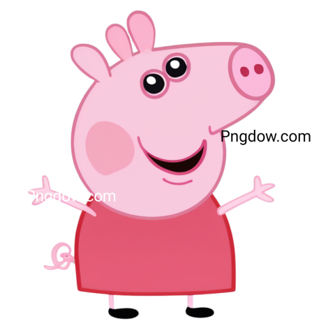 colorful transparent image of Peppa Pig, featuring the beloved cartoon character in a playful pose