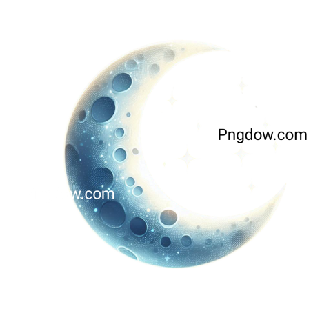 serene moon surrounded by stars against a deep transparent background, depicted in a PNG format