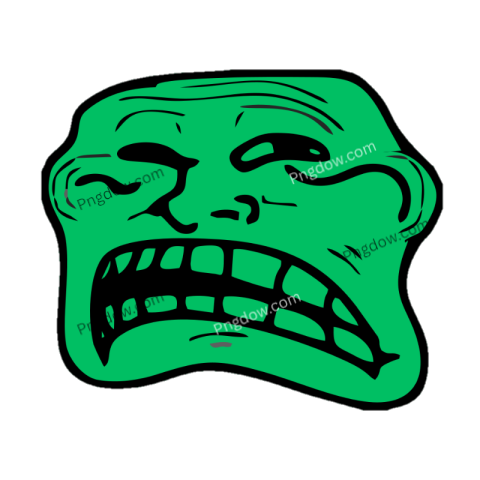Troll Face Meme Green Funny Reaction PNG Transparent Background 2025