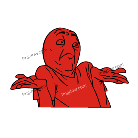 Shrug Troll Meme Face Red IDK Reaction Expression PNG Transparent 2025