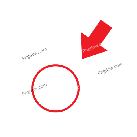 Red circle with arrow, transparent